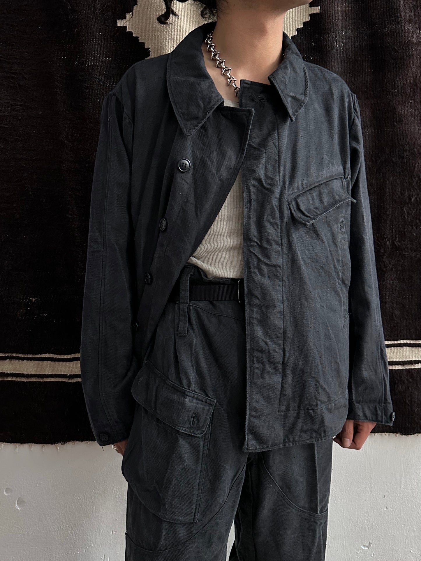 1960's Soviet tanker's trousers 60年代 ソビエト 旧ソ連 military タンカース army ミリタリー Black 黒 Vintage ヴィンテージ Toto Praha Vintage clothing store Antique shop Prague 古着屋 アンティークショップ プラハ ユーロ古着  ヨーロッパ古着 古着卸 