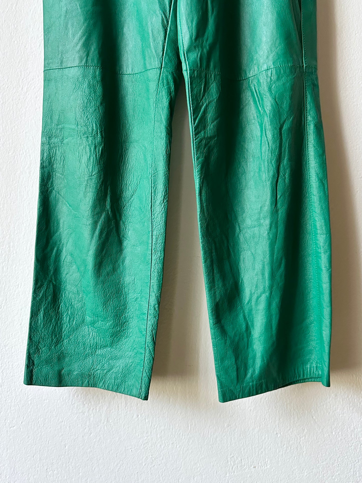 vintage smooth light leather pants