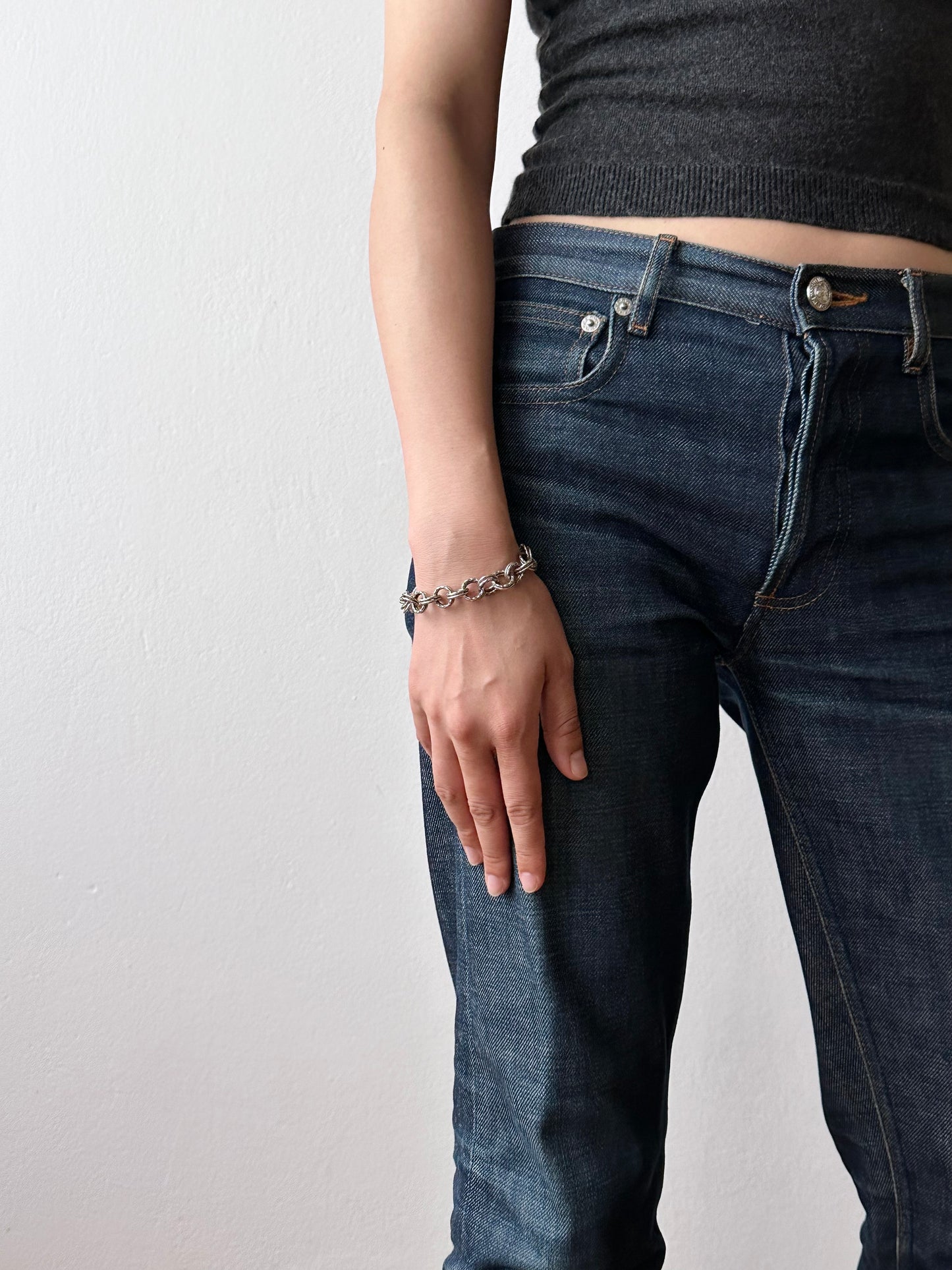 800 hammered pattern chain bracelet