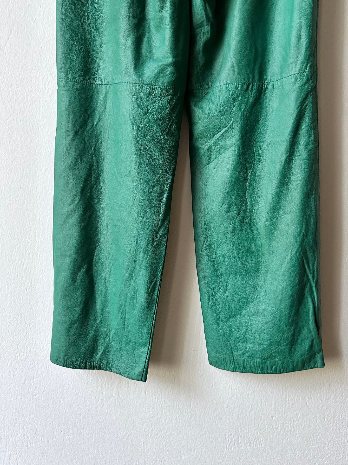 vintage smooth light leather pants