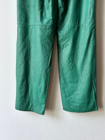 vintage smooth light leather pants