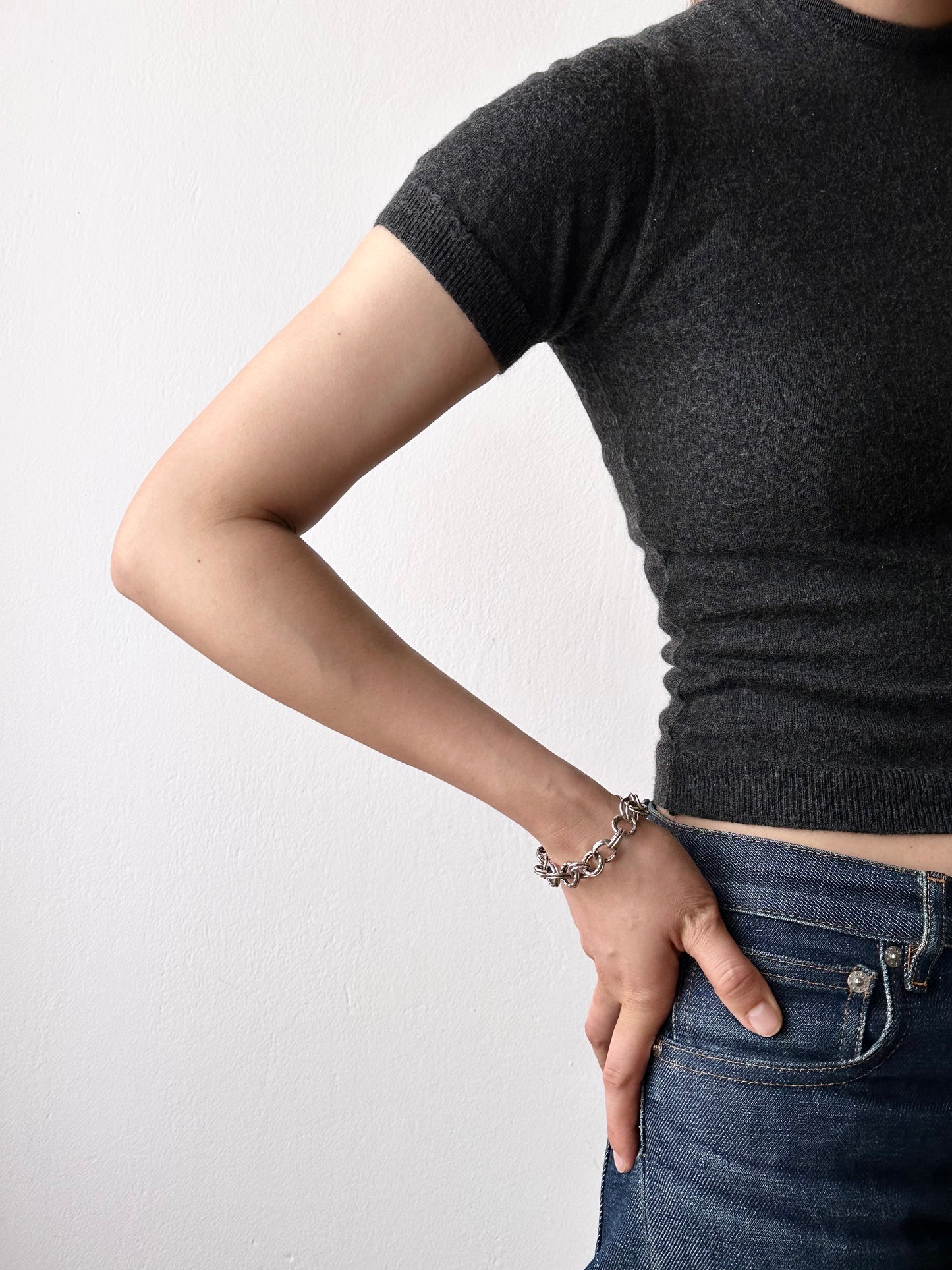 800 hammered pattern chain bracelet