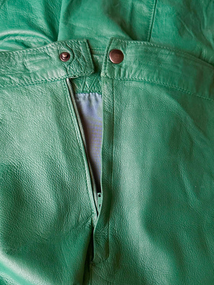 vintage smooth light leather pants