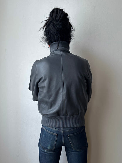 1990s German Air Force Leather Flight Jacket Luftwaffe Bundeswehr ドイツ軍 空軍 パイロット Pilot jacket エアフォース グレー 灰色 レザー ジャケット 90年代 Toto Praha Vintage clothing shop Antique shop 古着屋 プラハ Showroom appointment Prague ユーロ古着 ヨーロッパ古着 古着卸 ヴィンテージ