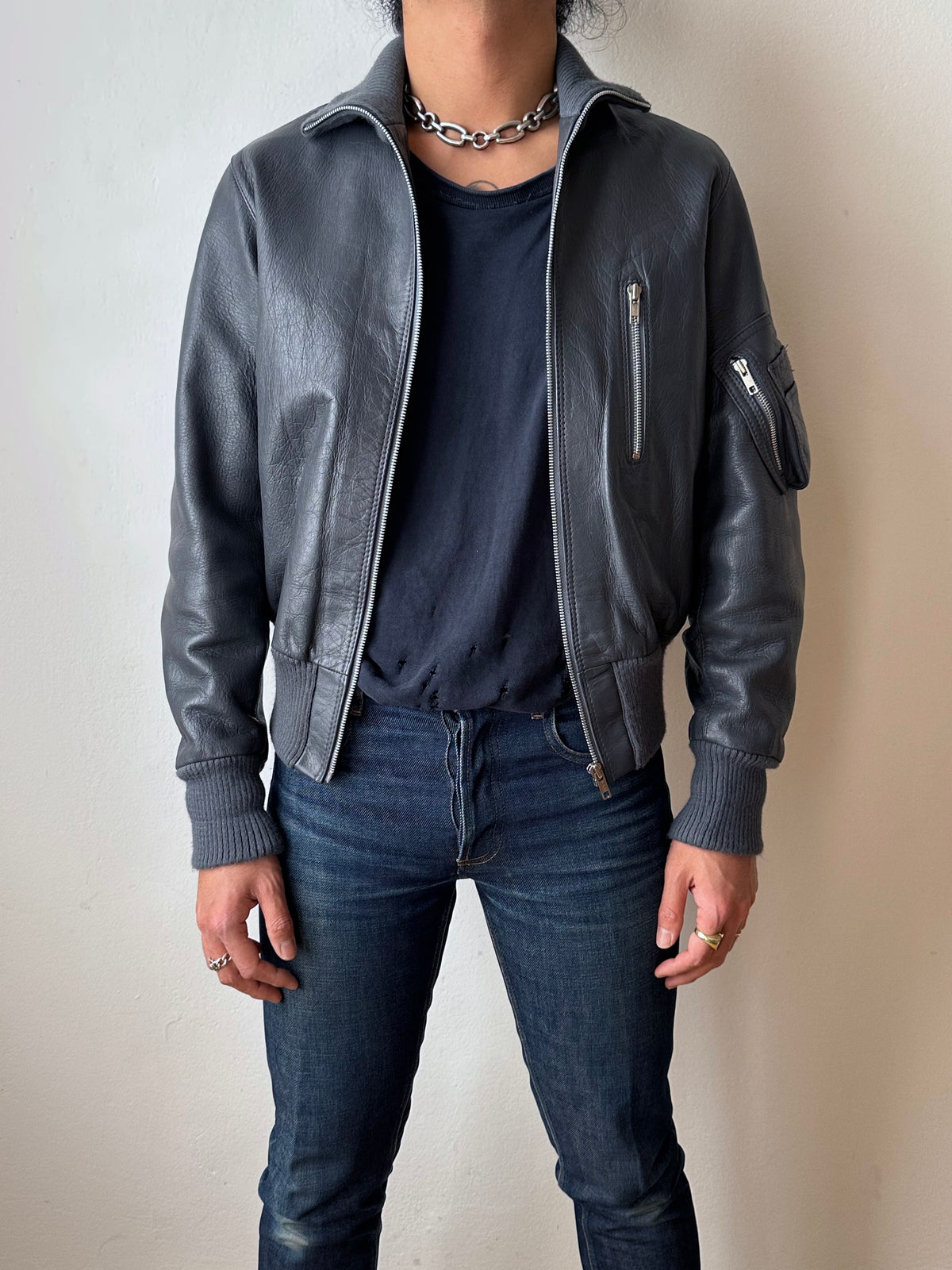 1990s German Air Force Leather Flight Jacket