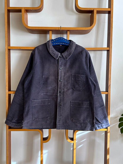 1960s Le Mont St Michel Black moleskin jacket モンサンミッシェル 60年代 ブラック  モールスキン 黒 フレンチワーク Made in Franca French work wear Toto Praha Vintage clothing shop Antique shop 古着屋 プラハ Showroom appointment Prague ユーロ古着 ヨーロッパ古着 古着卸 ヴィンテージ 