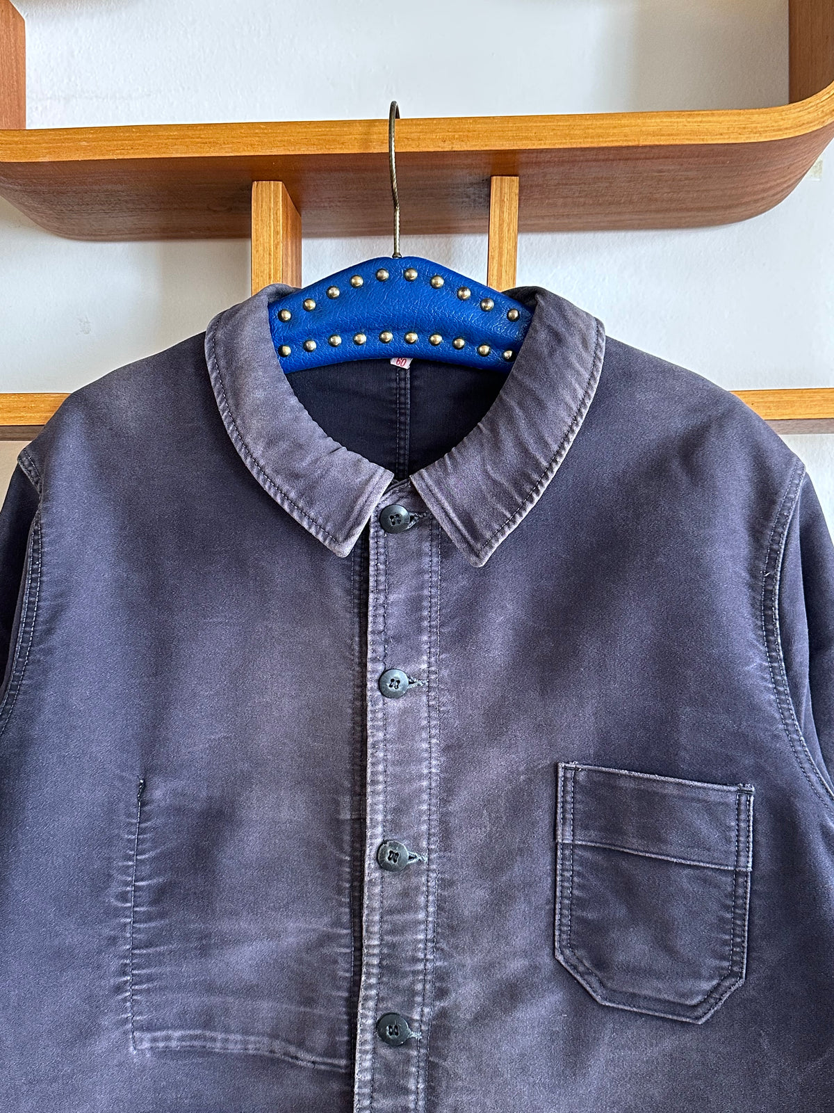 1960s Le Mont St Michel Black moleskin jacket モンサンミッシェル 60年代 ブラック  モールスキン 黒 フレンチワーク Made in Franca French work wear Toto Praha Vintage clothing shop Antique shop 古着屋 プラハ Showroom appointment Prague ユーロ古着 ヨーロッパ古着 古着卸 ヴィンテージ 
