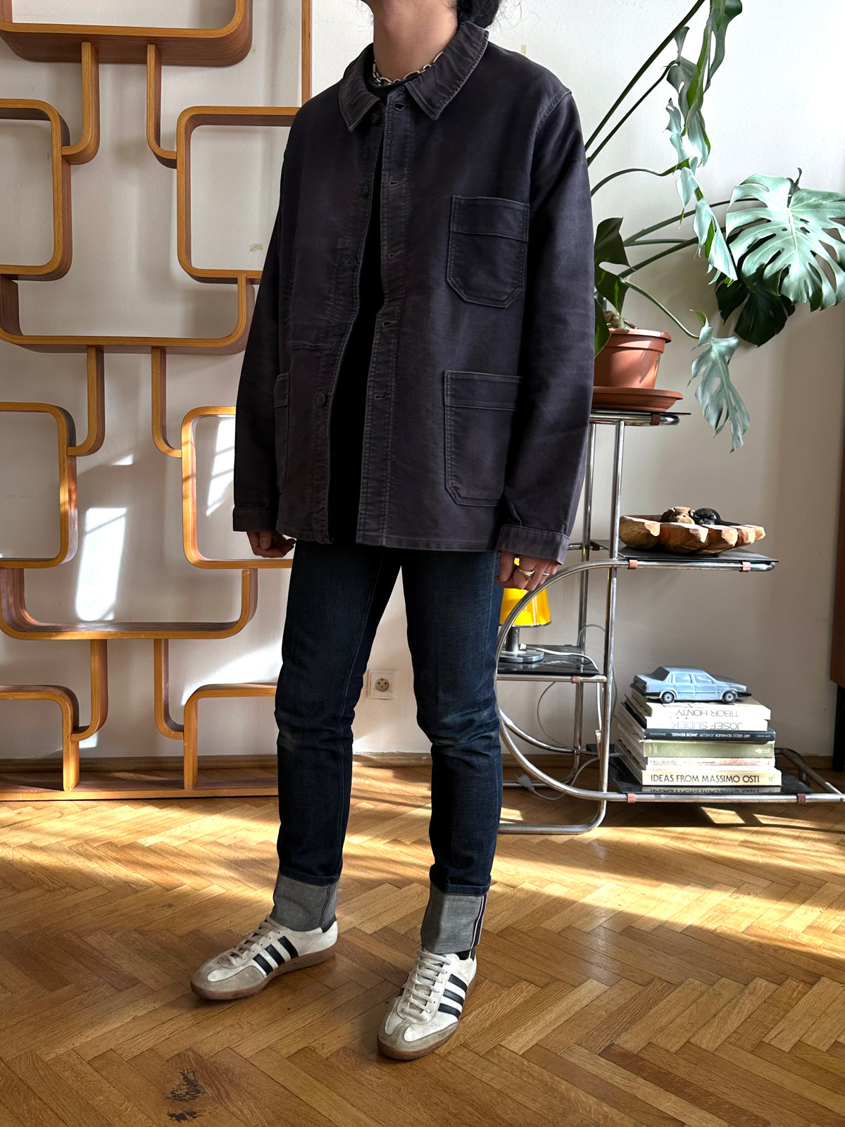 1960s Le Mont St Michel Black moleskin jacket