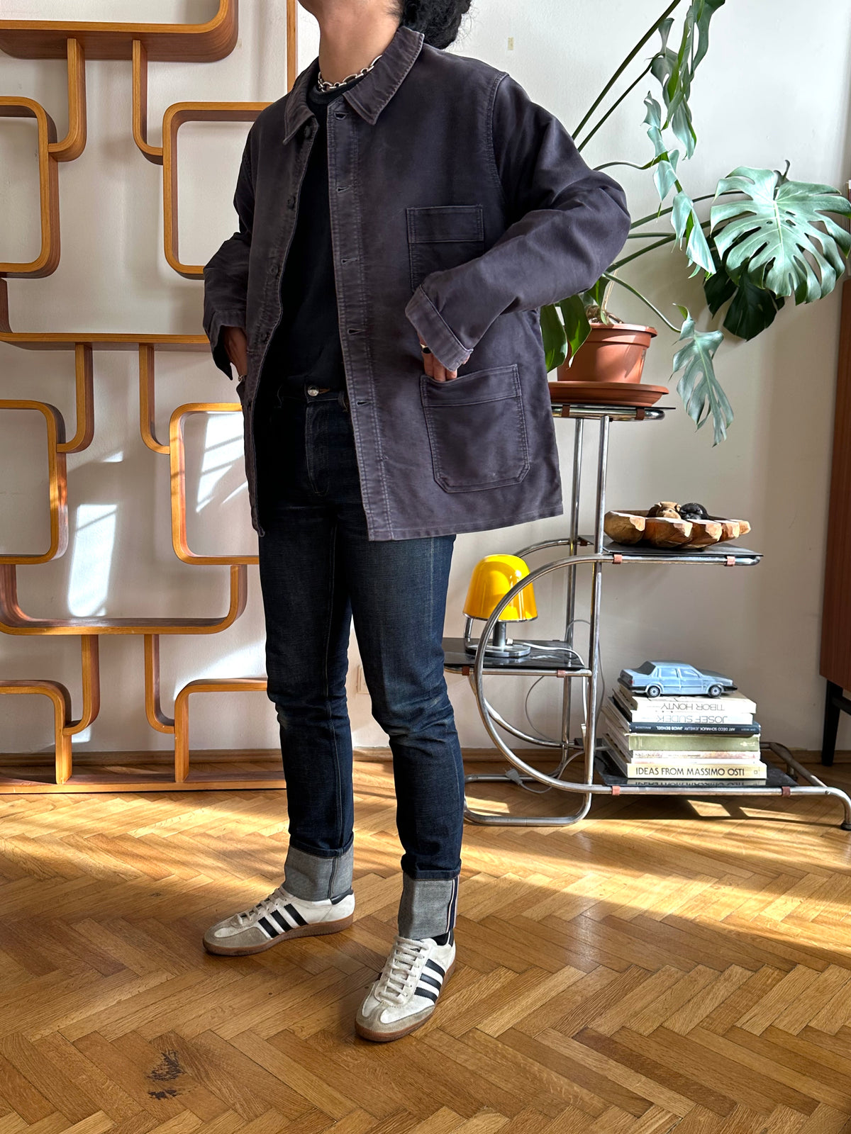 1960s Le Mont St Michel Black moleskin jacket