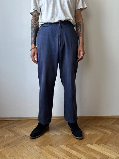 1980s Stone Island navy chinos 80年代 Massimo osti マッシモマッシモオスティ Made in Italy イタリア製 ストーンアイランド 紺色 チノパン Toto Praha Vintage clothing shop Antique shop 古着屋 プラハ Showroom appointment Prague ユーロ古着 ヨーロッパ古着 古着卸 ヴィンテージ