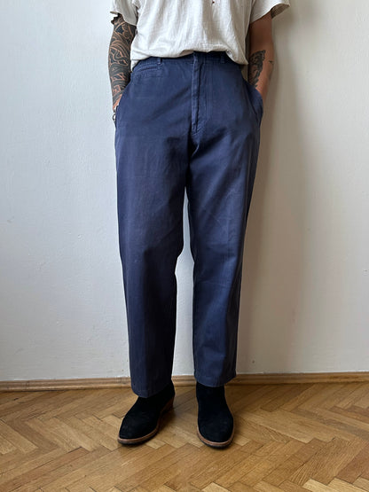 1980s Stone Island navy chinos 80年代 Massimo osti マッシモマッシモオスティ Made in Italy イタリア製 ストーンアイランド 紺色 チノパン Toto Praha Vintage clothing shop Antique shop 古着屋 プラハ Showroom appointment Prague ユーロ古着 ヨーロッパ古着 古着卸 ヴィンテージ