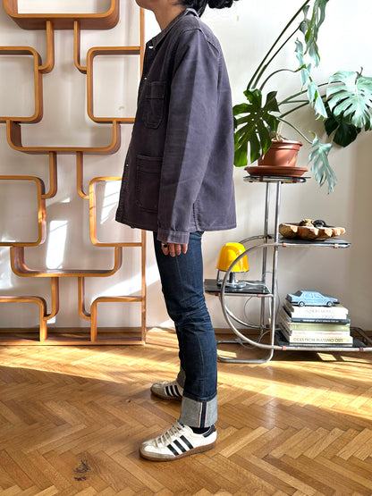 1960s Le Mont St Michel Black moleskin jacket モンサンミッシェル 60年代 ブラック  モールスキン 黒 フレンチワーク Made in Franca French work wear Toto Praha Vintage clothing shop Antique shop 古着屋 プラハ Showroom appointment Prague ユーロ古着 ヨーロッパ古着 古着卸 ヴィンテージ 