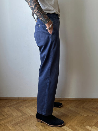 1980s Stone Island navy chinos 80年代 Massimo osti マッシモマッシモオスティ Made in Italy イタリア製 ストーンアイランド 紺色 チノパン Toto Praha Vintage clothing shop Antique shop 古着屋 プラハ Showroom appointment Prague ユーロ古着 ヨーロッパ古着 古着卸 ヴィンテージ