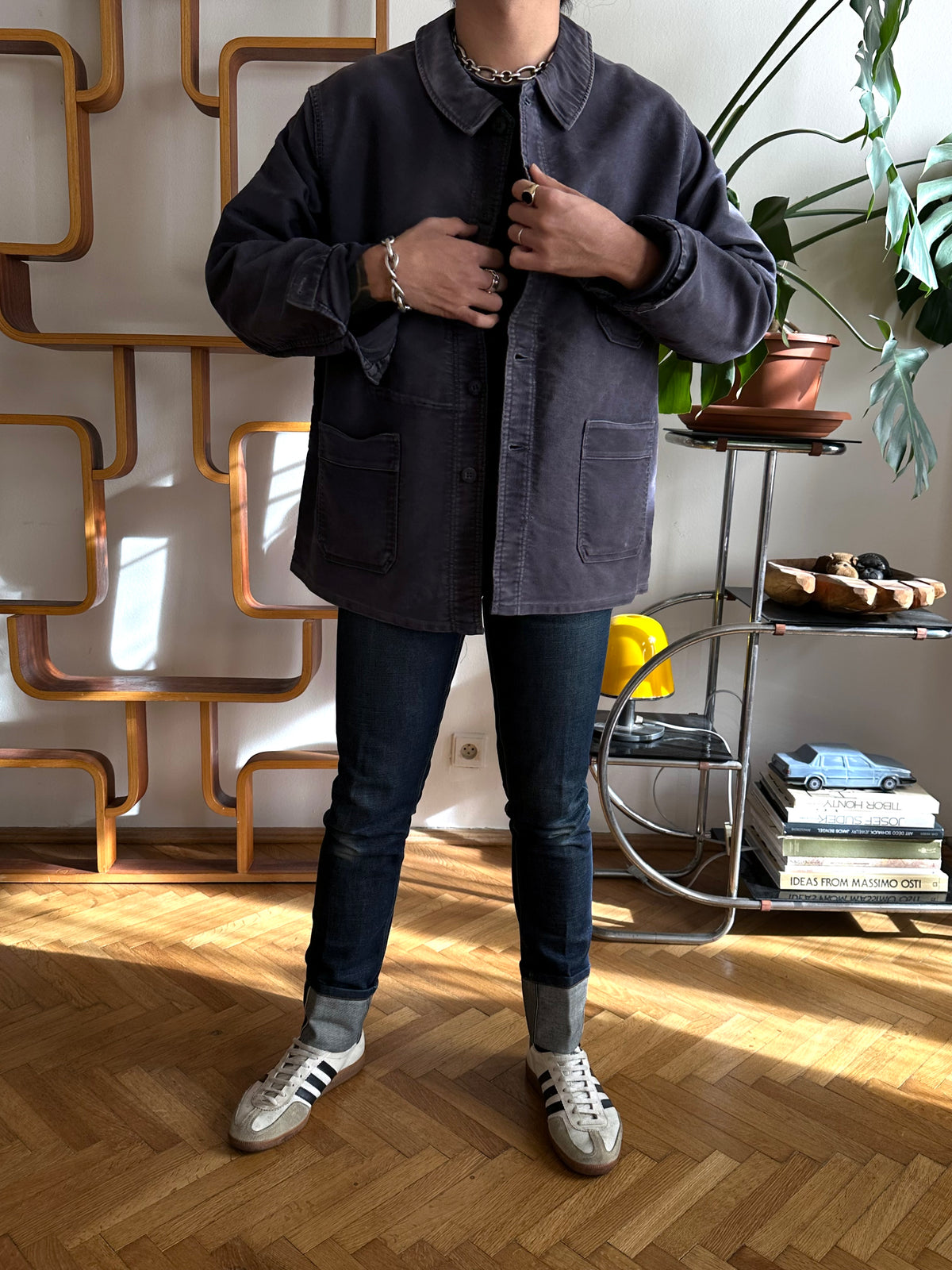 1960s Le Mont St Michel Black moleskin jacket