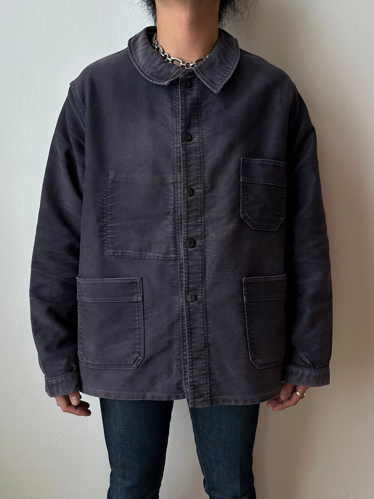 1960s Le Mont St Michel Black moleskin jacket
