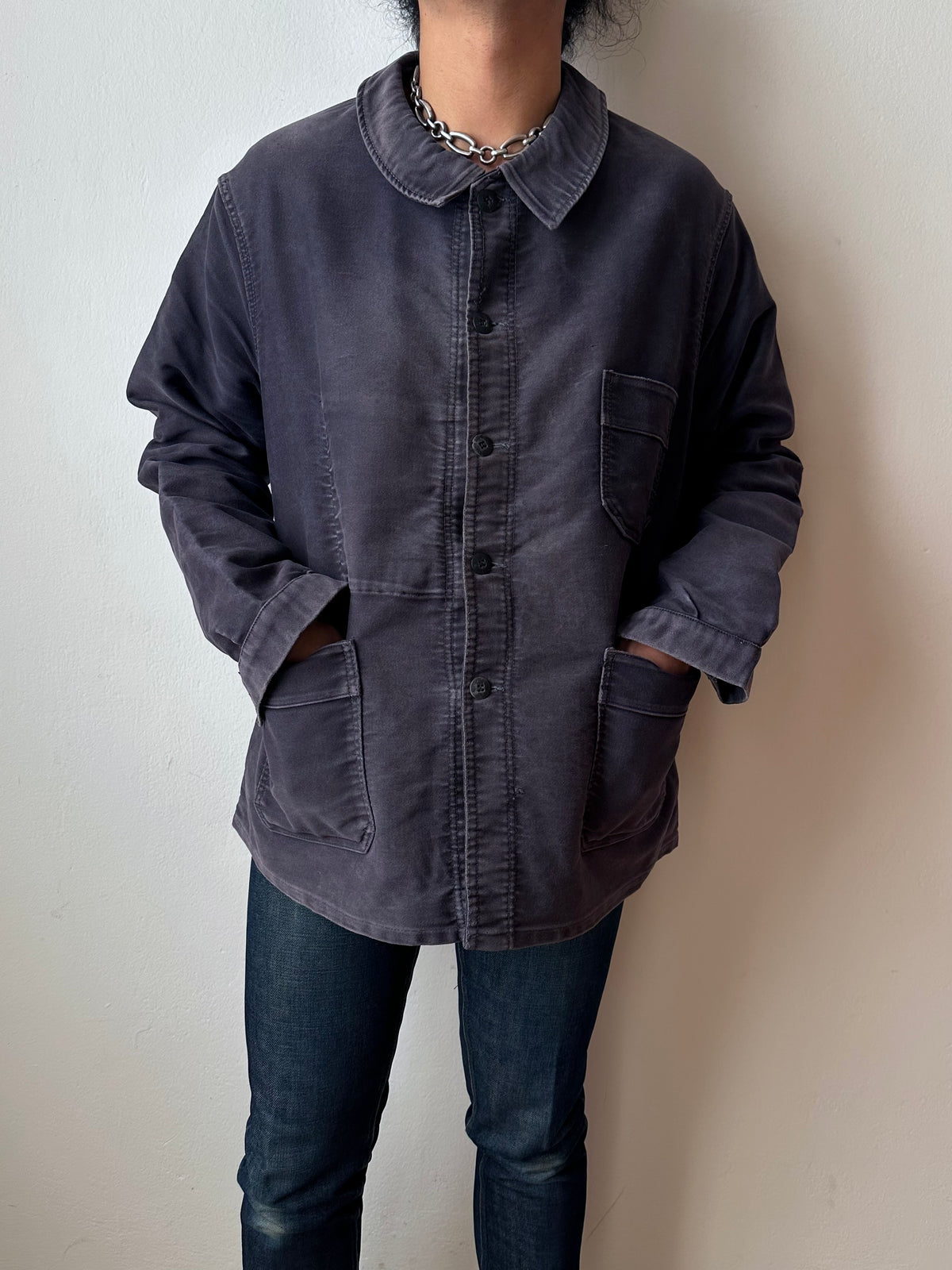1960s Le Mont St Michel Black moleskin jacket