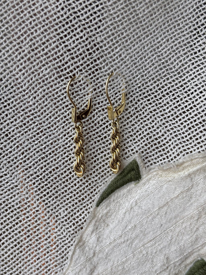 50-60s Czechoslovakia rope chain earrings Au585
