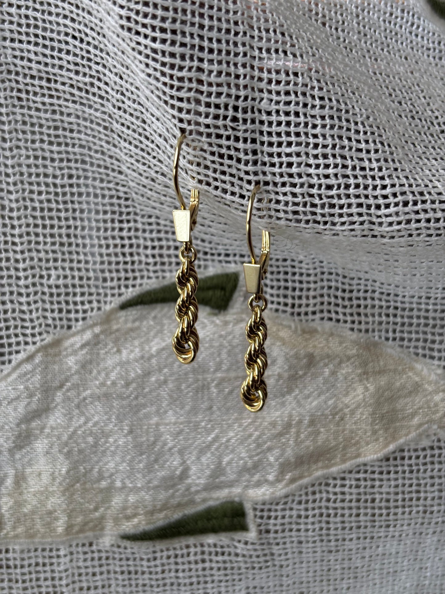 50-60s Czechoslovakia rope chain earrings Au585