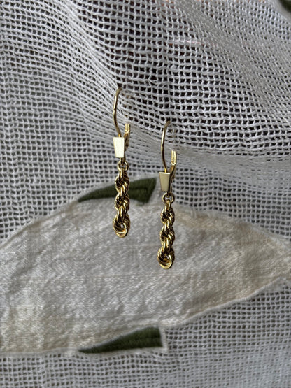 50-60s Czechoslovakia rope chain earrings Au585