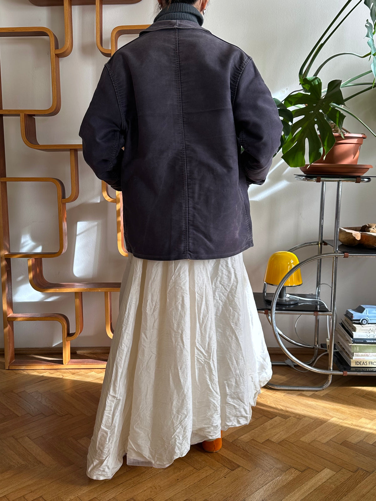 1960s Le Mont St Michel Black moleskin jacket モンサンミッシェル 60年代 ブラック  モールスキン 黒 フレンチワーク Made in Franca French work wear Toto Praha Vintage clothing shop Antique shop 古着屋 プラハ Showroom appointment Prague ユーロ古着 ヨーロッパ古着 古着卸 ヴィンテージ 