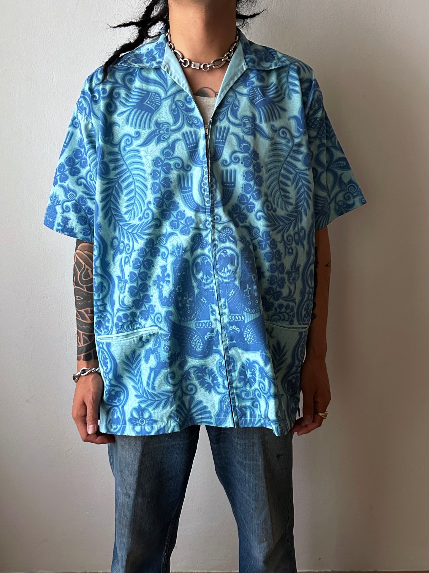 1970s Zip-Up Hawaiian Shirt