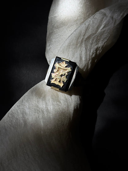 1920-30s Artdeco Czechoslovakia signet ring Au585/Onyx
