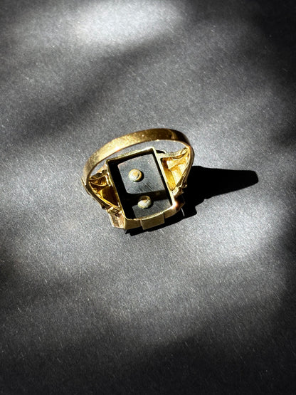 1920-30s Artdeco Czechoslovakia signet ring Au585/Onyx