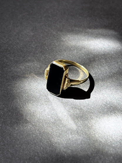 20-30s Artdeco Czechoslovakia signet ring Au585/Onyx