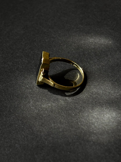 20-30s Artdeco Czechoslovakia signet ring Au585/Onyx