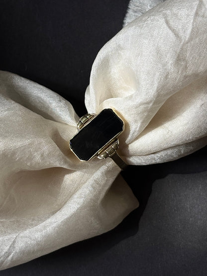 20-30s Artdeco Czechoslovakia signet ring Au585/Onyx
