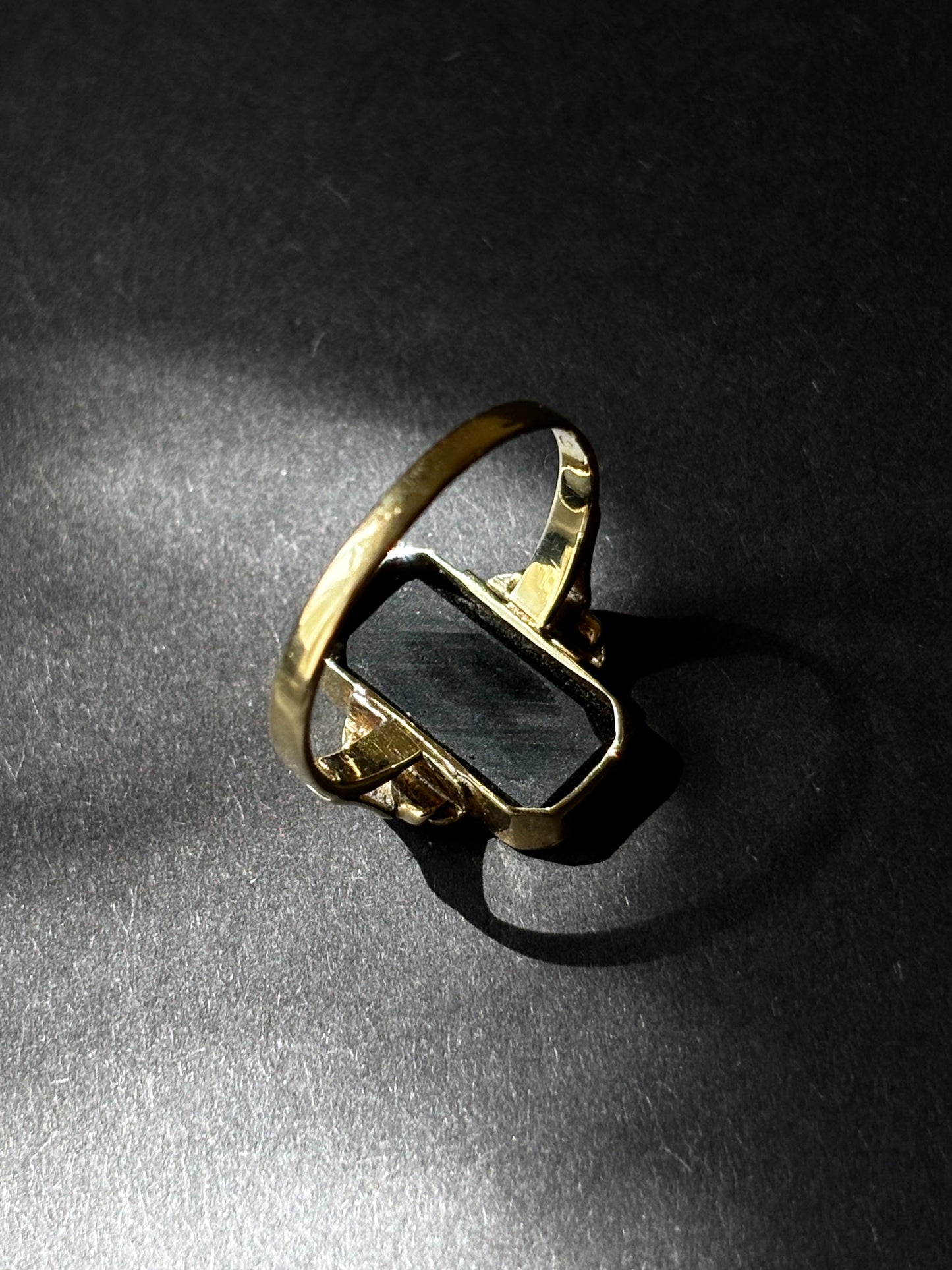 20-30s Artdeco Czechoslovakia signet ring Au585/Onyx