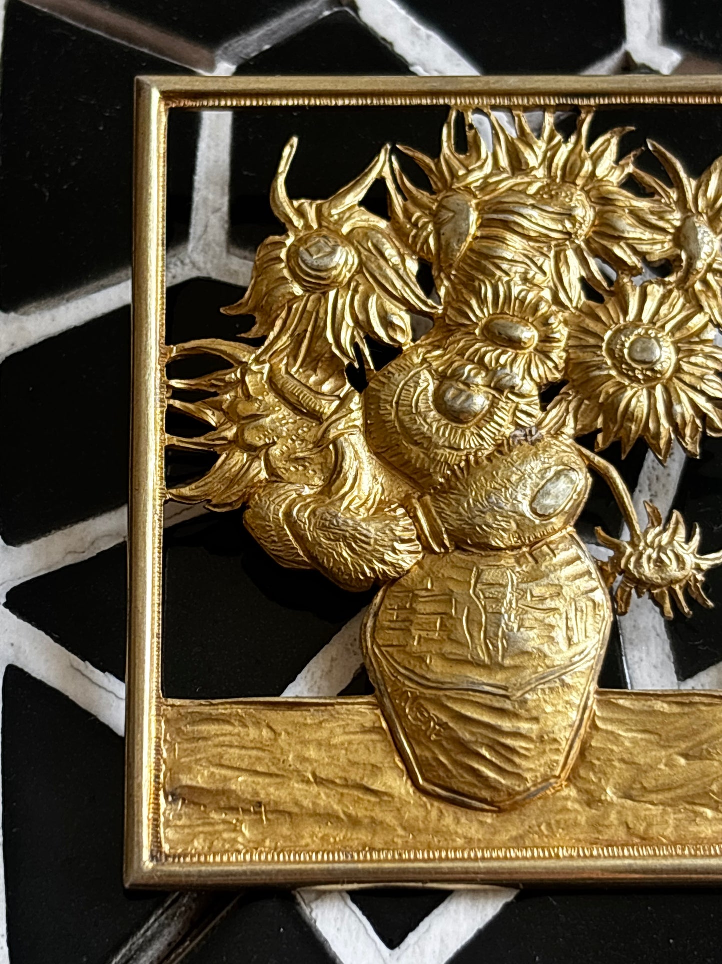 1950-60s Van Gogh Les Tournesols brooch Ag850