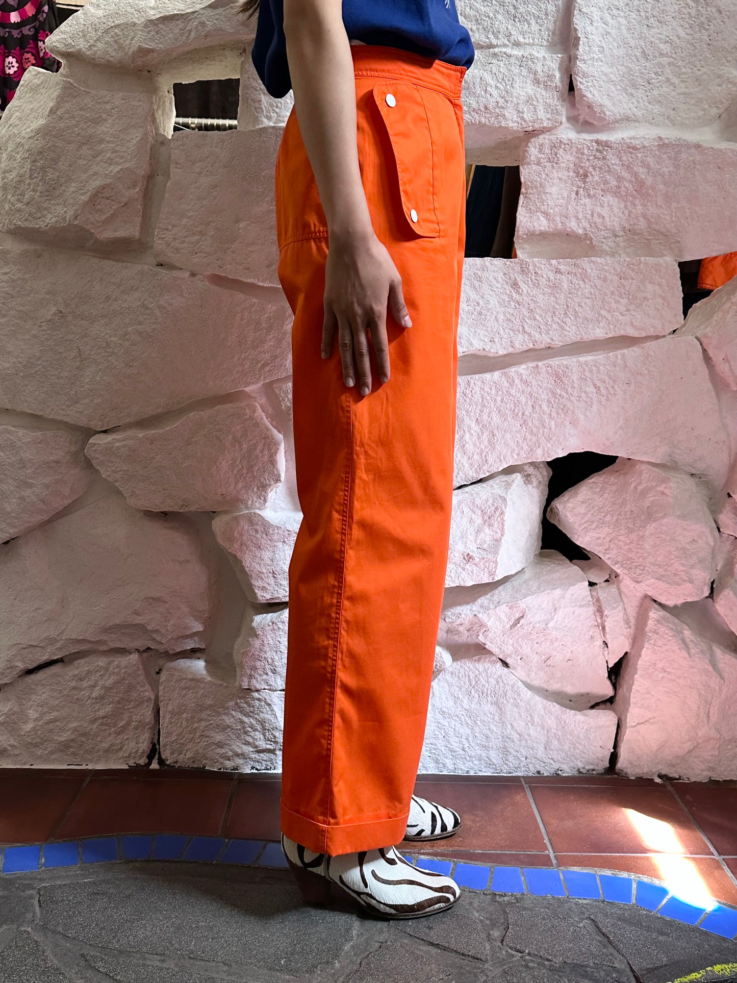 70-80s Courrèges orange sailor pants