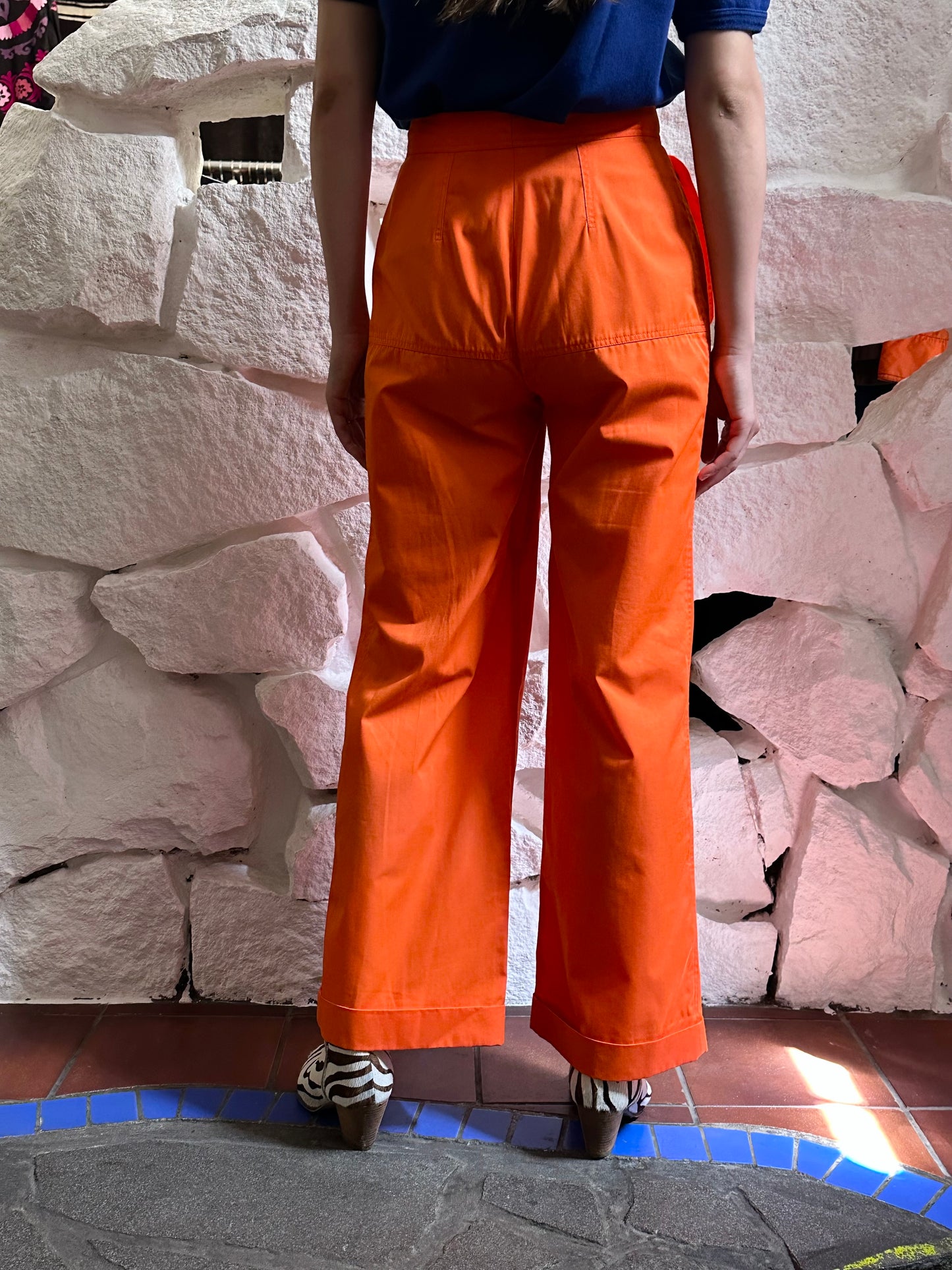 70-80s Courrèges orange sailor pants