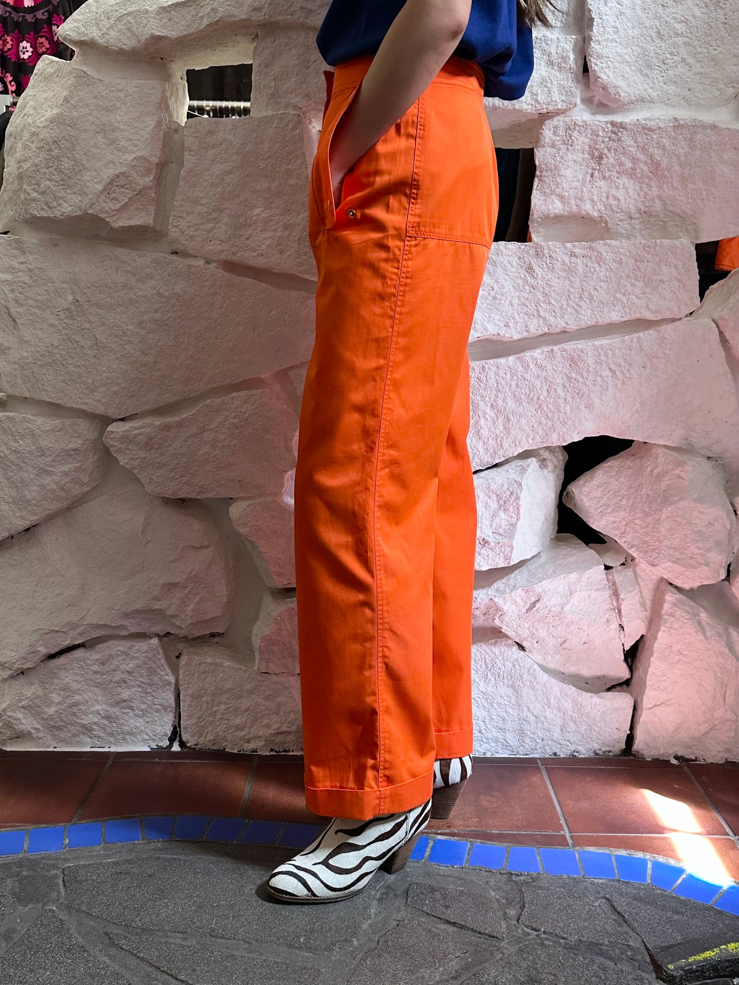 70-80s Courrèges orange sailor pants
