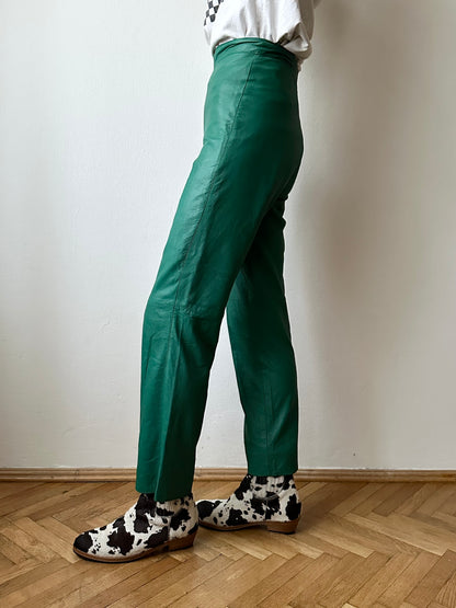 vintage smooth light leather pants