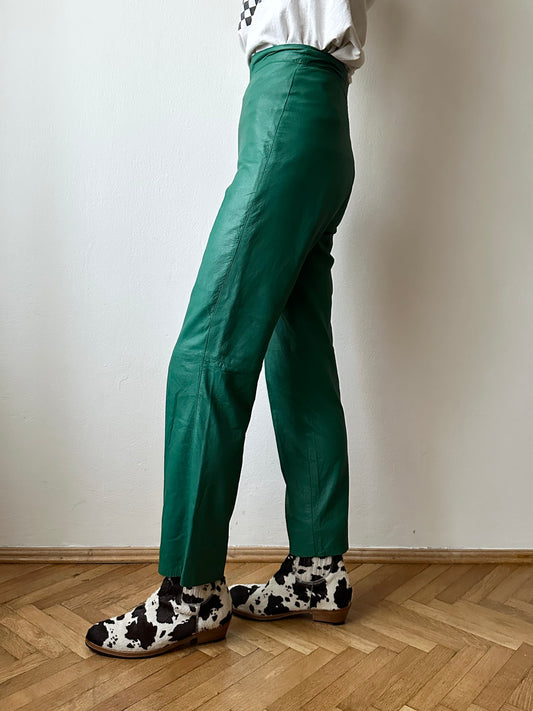 vintage smooth light leather pants