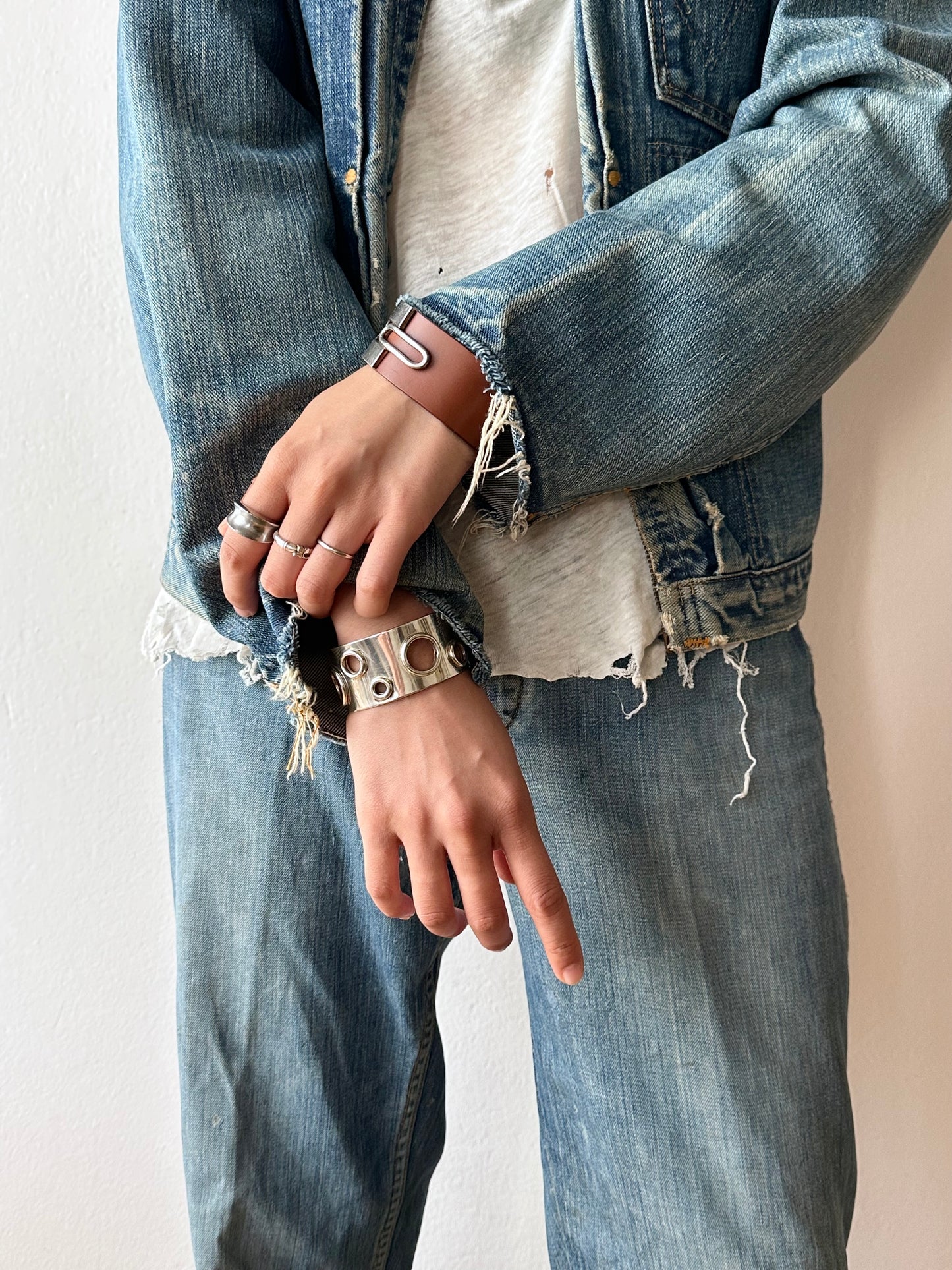 Marc Deloche silver punched bungle