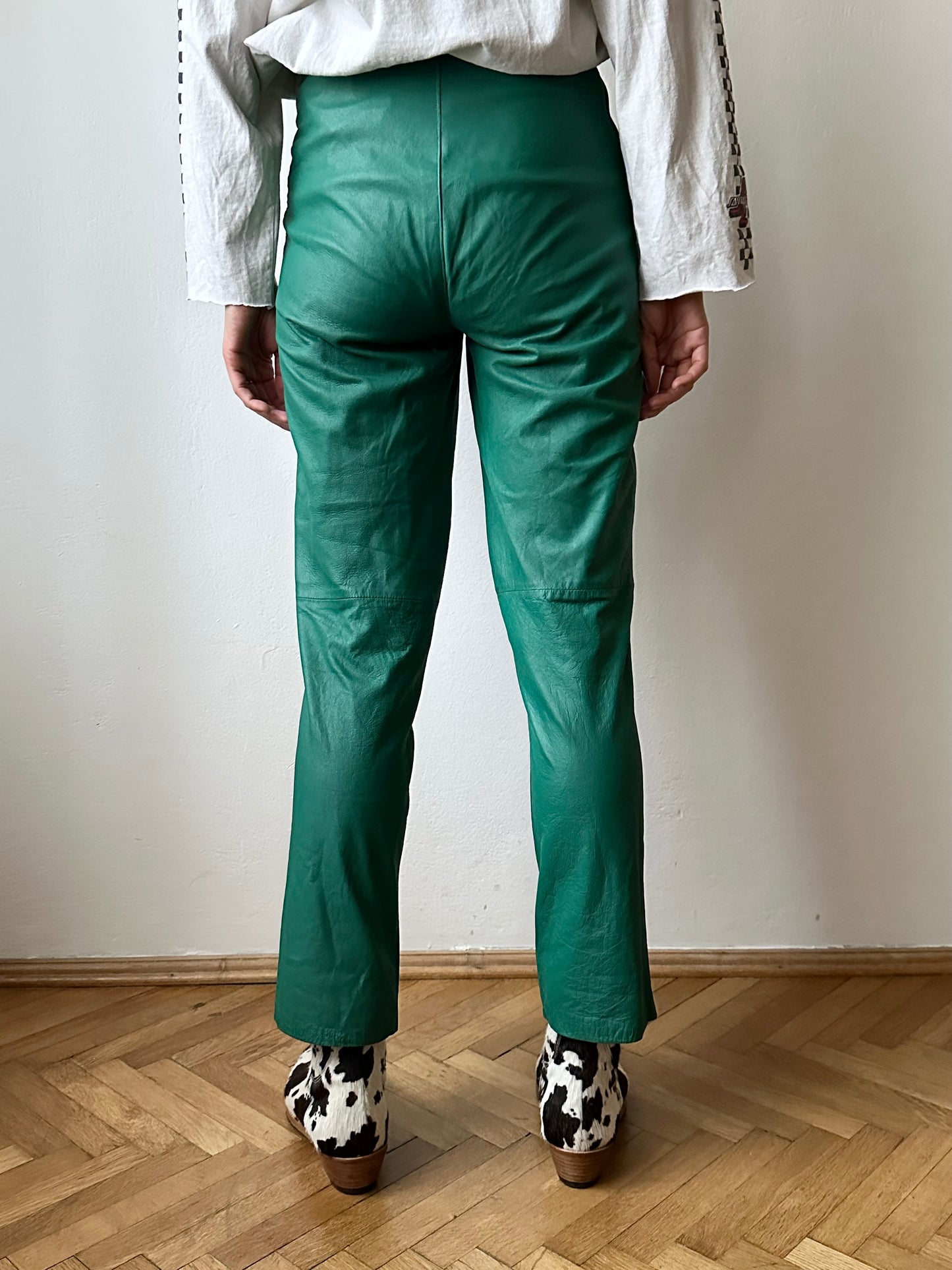 vintage smooth light leather pants