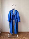 ball zip pockets blue trench coat
