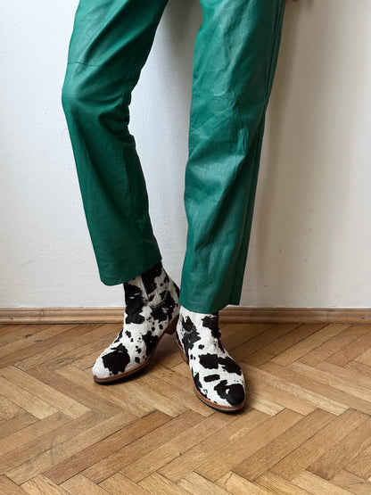 vintage smooth light leather pants