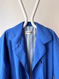 ball zip pockets blue trench coat