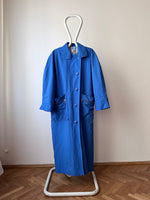 ball zip pockets blue trench coat