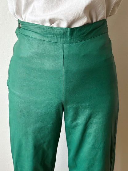 vintage smooth light leather pants