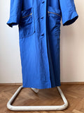 ball zip pockets blue trench coat