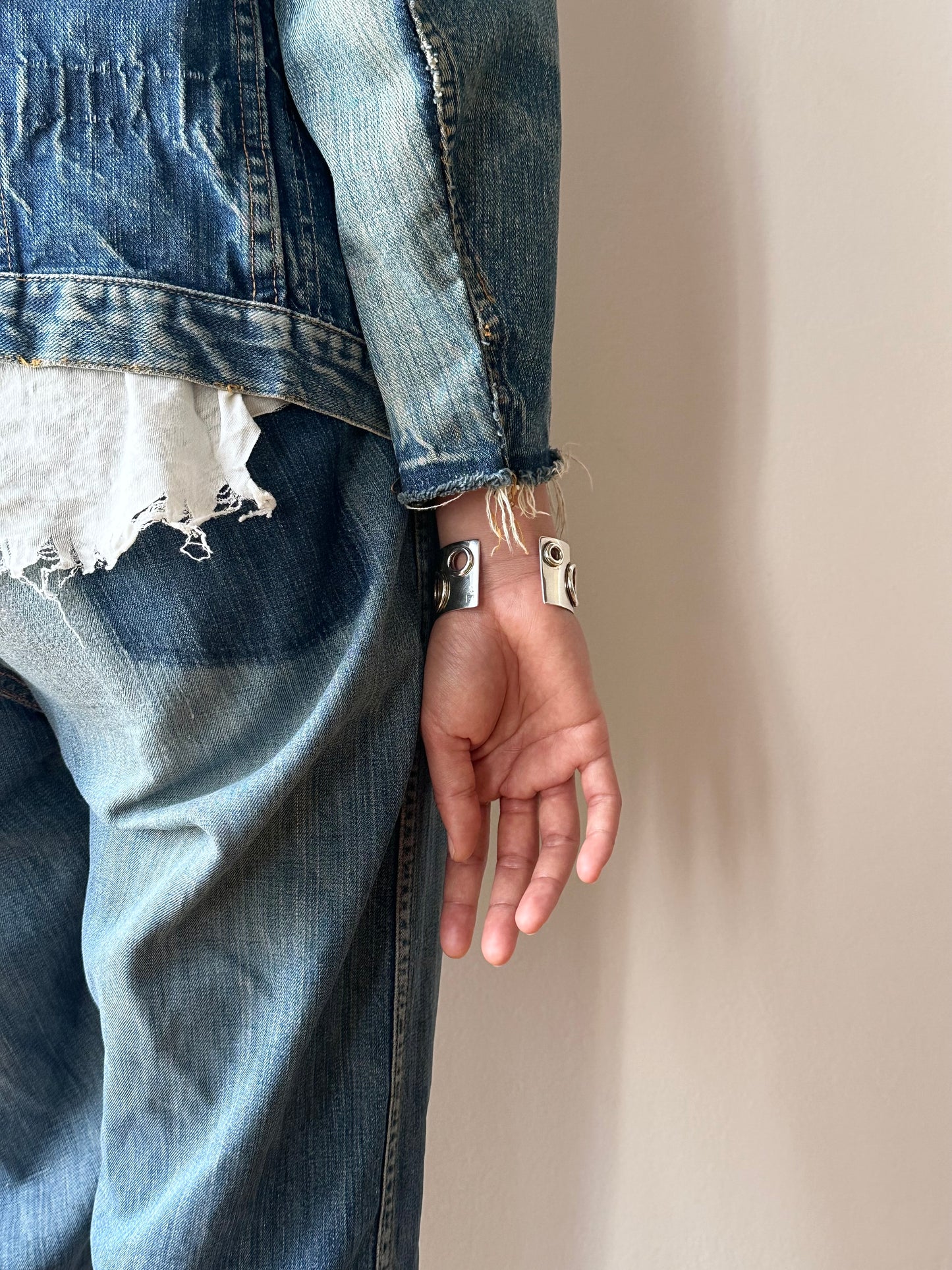 Marc Deloche silver punched bungle