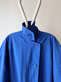 ball zip pockets blue trench coat