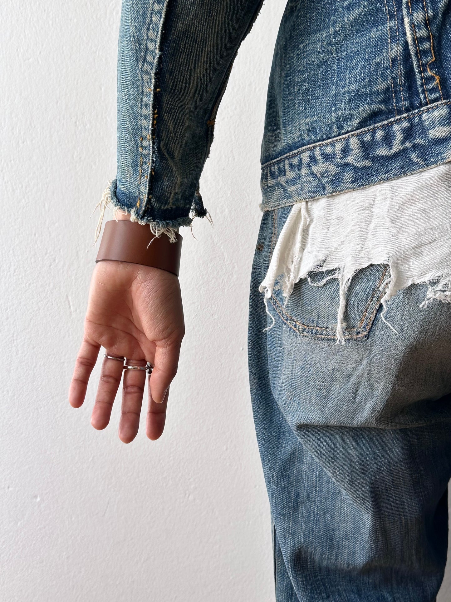 Marc Deloche silver 925 buckle leather bangle