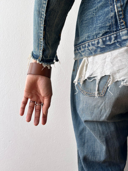 Marc Deloche silver 925 buckle leather bangle