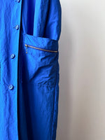 ball zip pockets blue trench coat